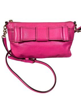 Kate Spade Pink Leather Bow Crossbody Shoulder Bag Adjustable Strap